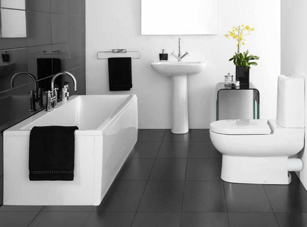kamar mandi desain monokrom