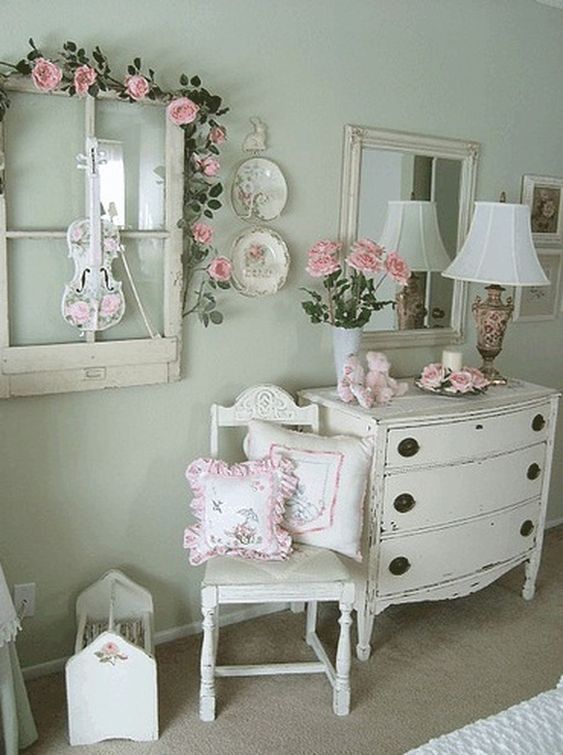 dekorasi shabby chic aksen tanaman