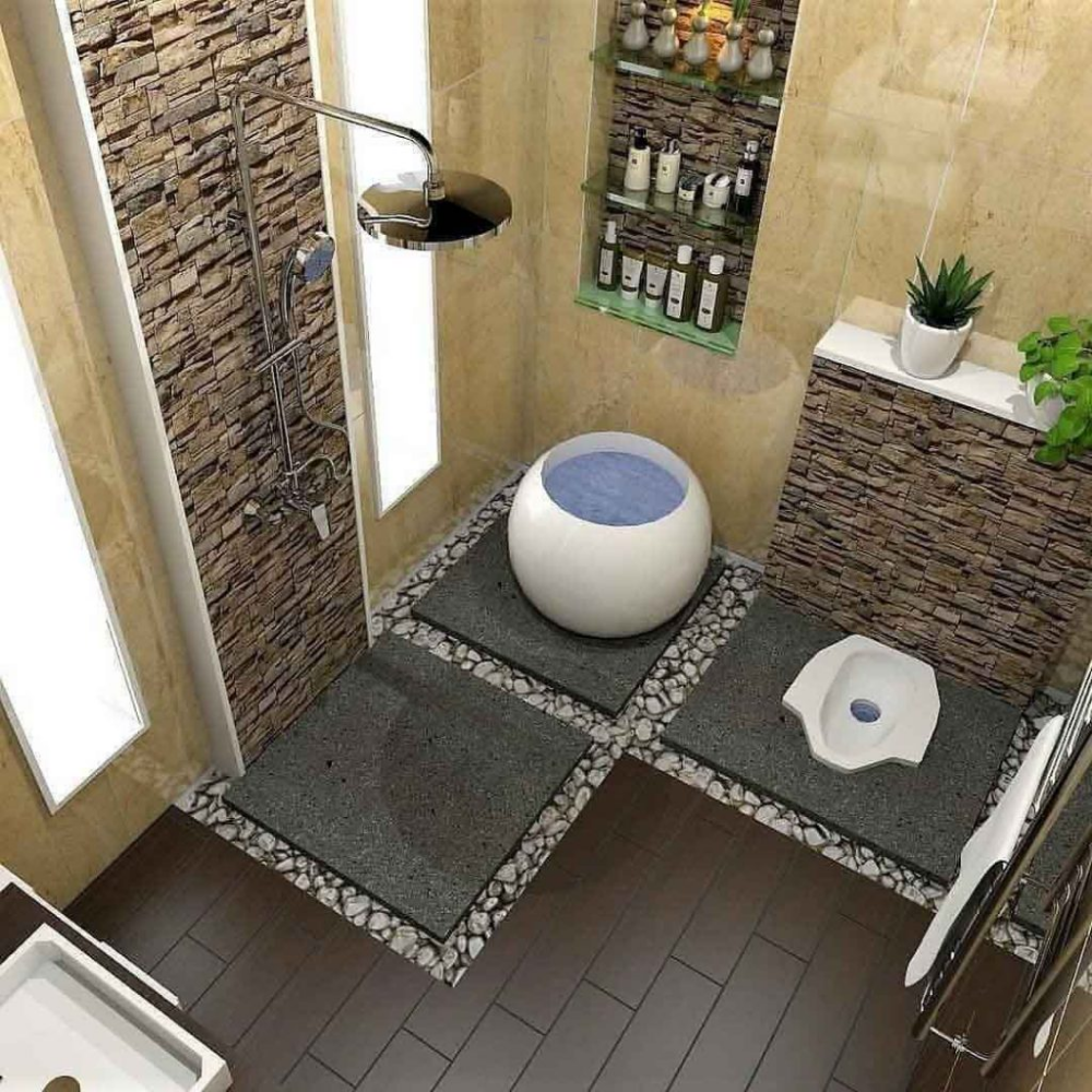 desain kamar mandi modern dengan wc jongkok