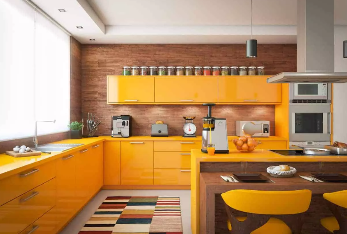 feng shui dapur - warna dapur kuning yang cerah