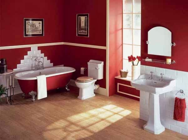 desain kamar mandi mewah maroon
