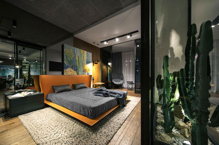 dekorasi kamar tidur maskulin dengan sentuhan warna cerah