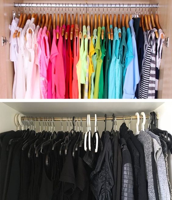 cara merapikan lemari pakaian pisahkan sesuai warna