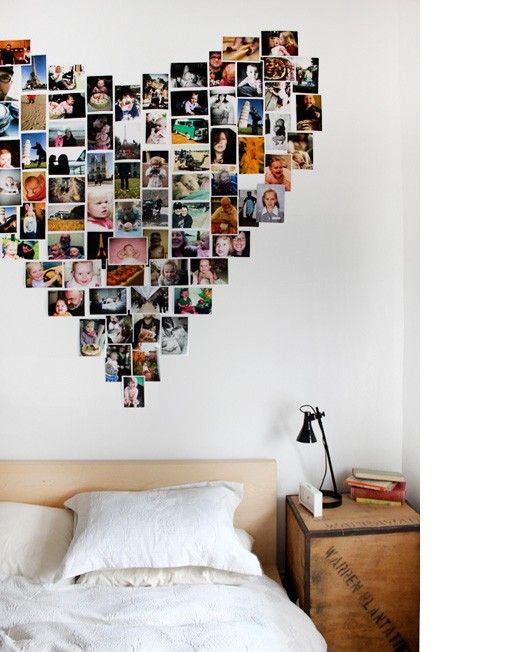 bentuk hati untuk kolase foto di dinding