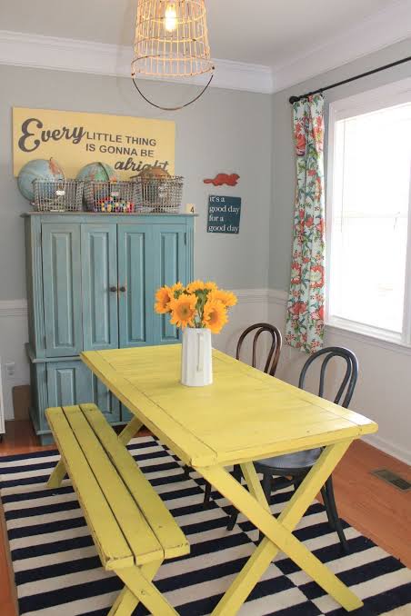 desain ruangan kuning ruang makan