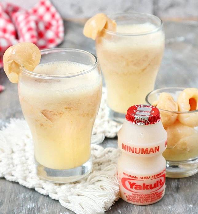 resep minuman segar dan unik - es leci yakult