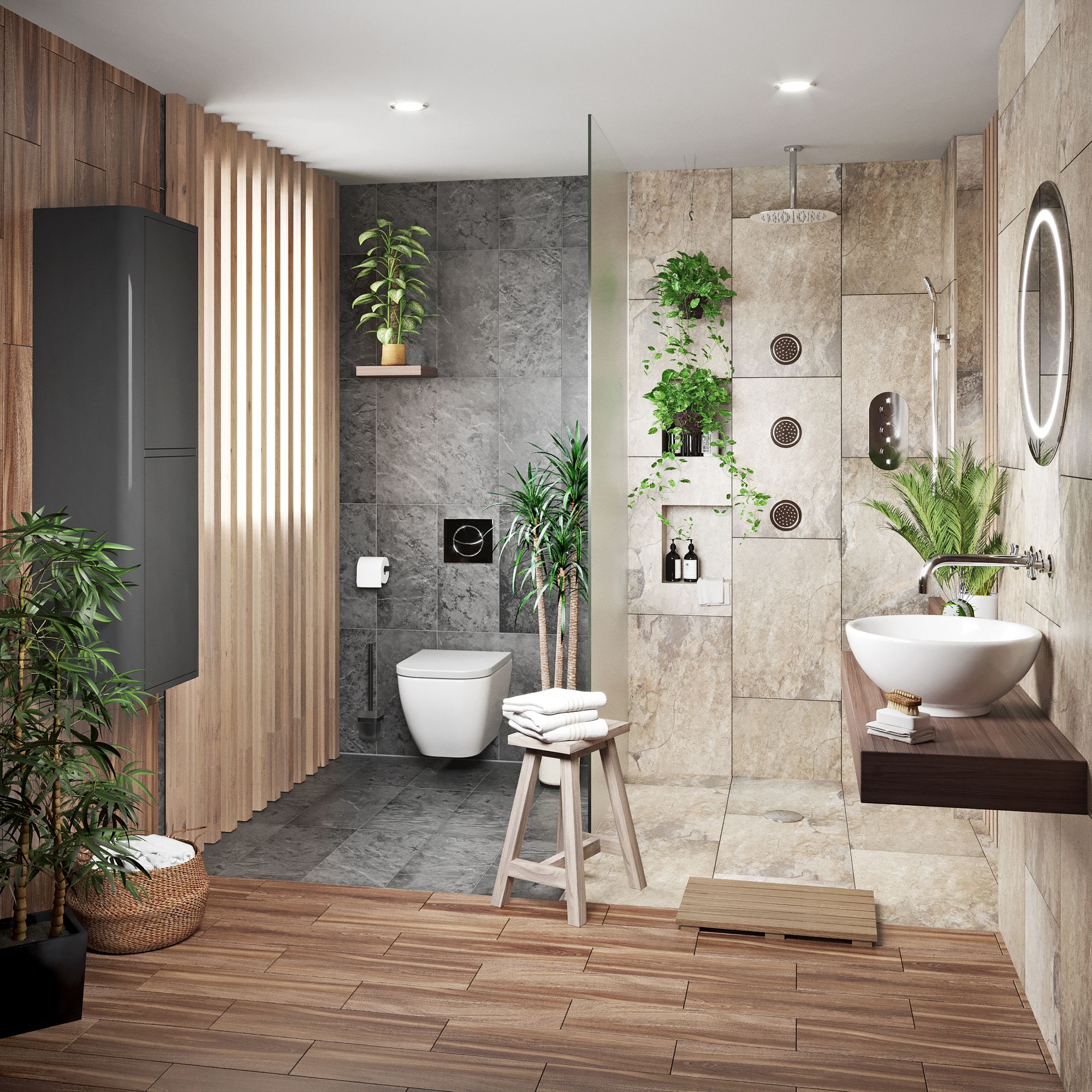 desain ruangan tropis kamar mandi