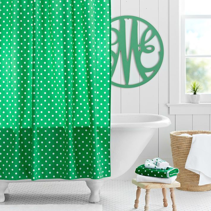 Dekorasi motif polka dot - tirai kamar mandi polka dot 