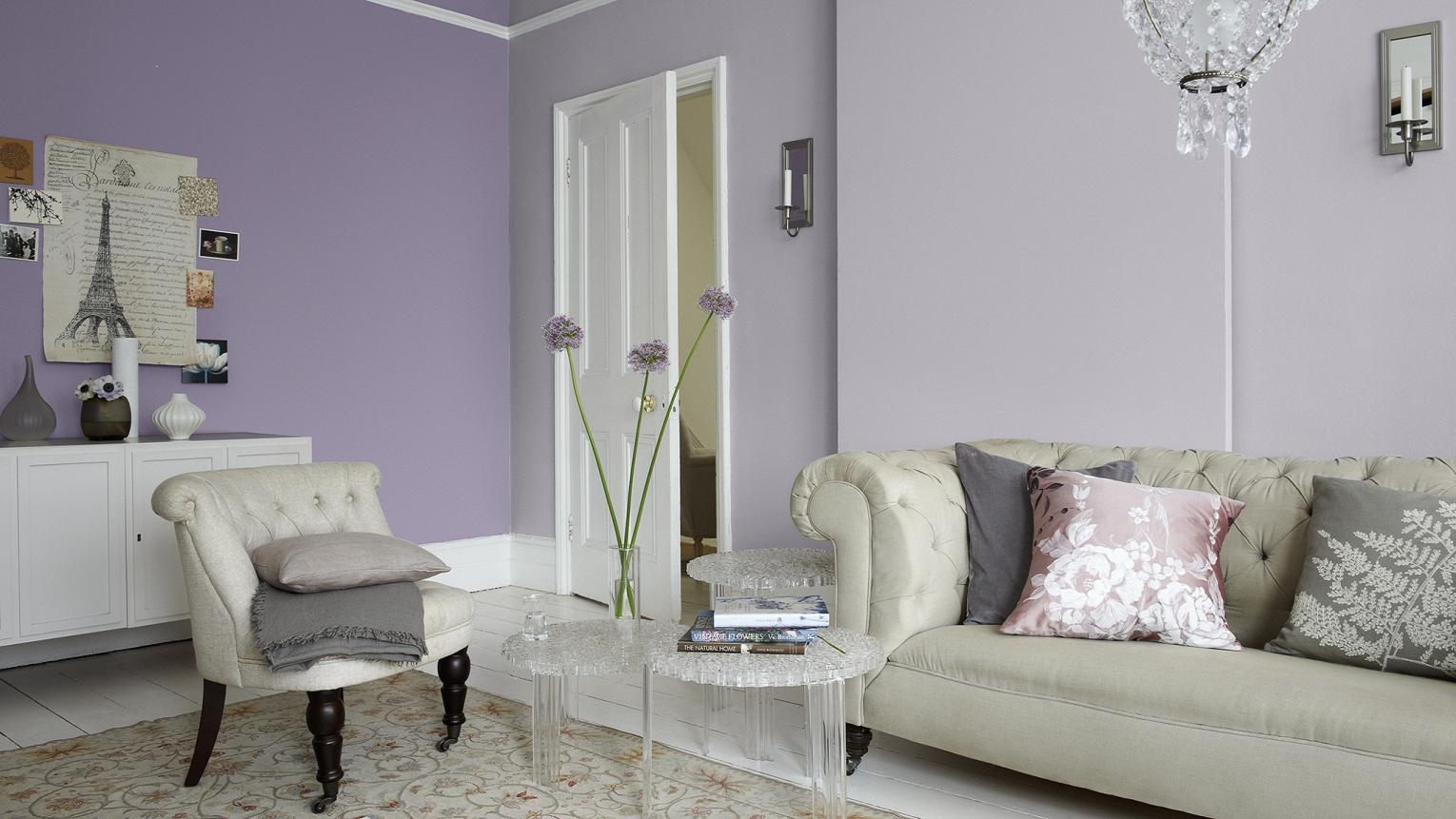 lilac grey living room