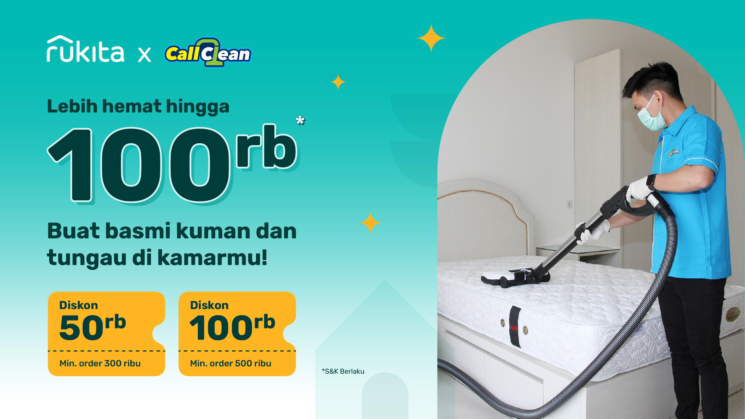 Rukita x Call Clean: Diskon Hingga Rp100K untuk Kamar Bebas Tungau dan Kuman!