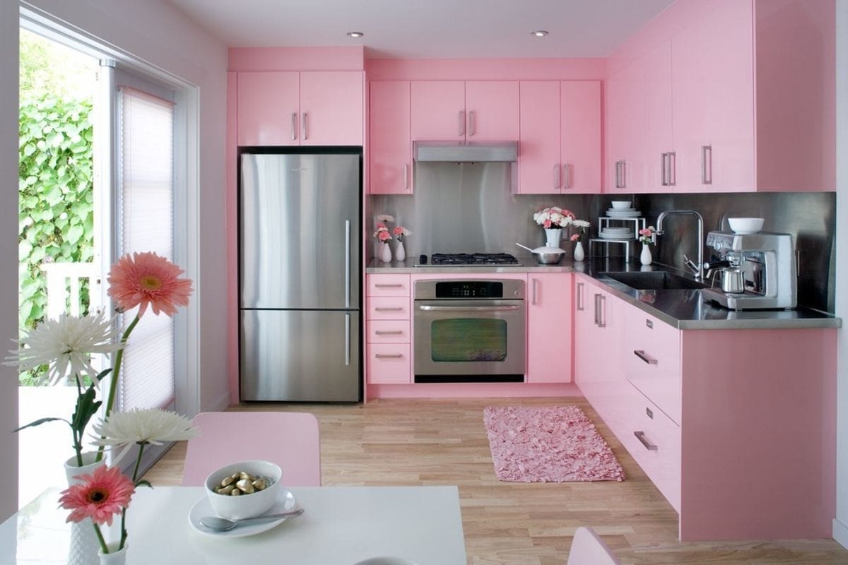 dekorasi dapur pink