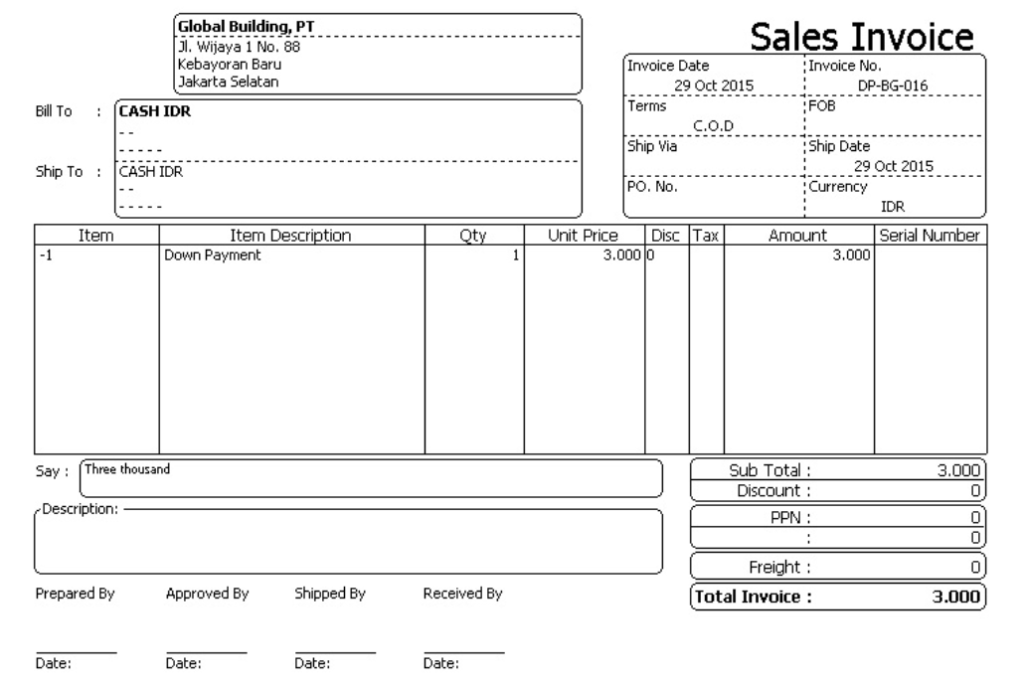 contoh invoice