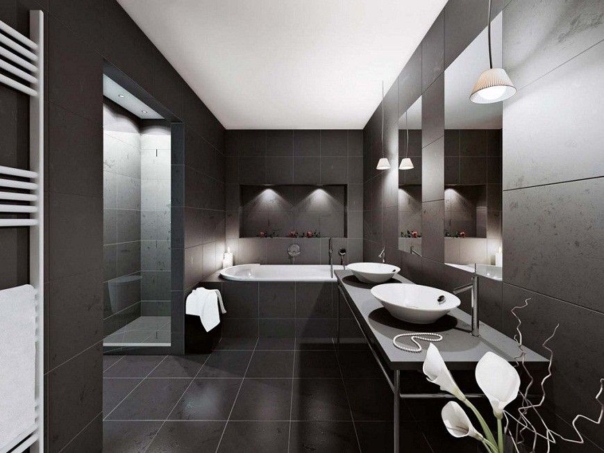 kamar mandi modern serba hitam