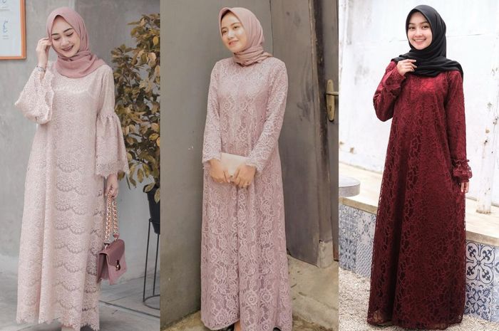 dress brokat kombinasi satin panjang