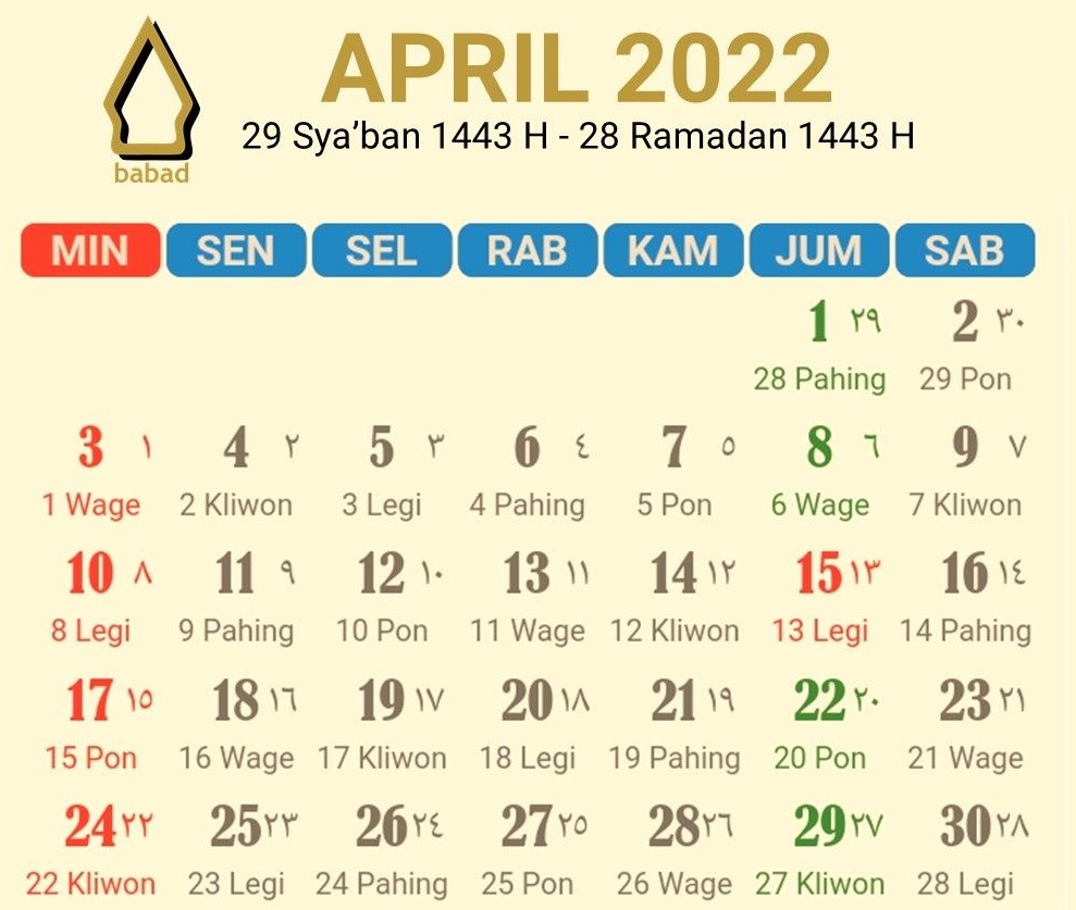 Mengetahui Kalender Jawa, Cari Hari Baik April 2022, Yuk!