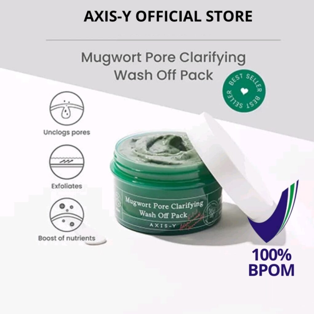skincare cowok berjerawat - Axis Y Mugwort Pore Clarifying Wash Off Pack