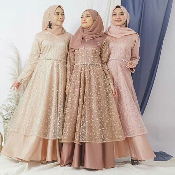 dress brokat kombinasi satin panjang