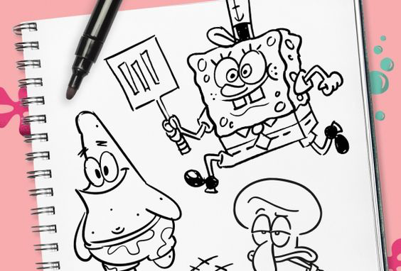 cara-gambar-spongebob