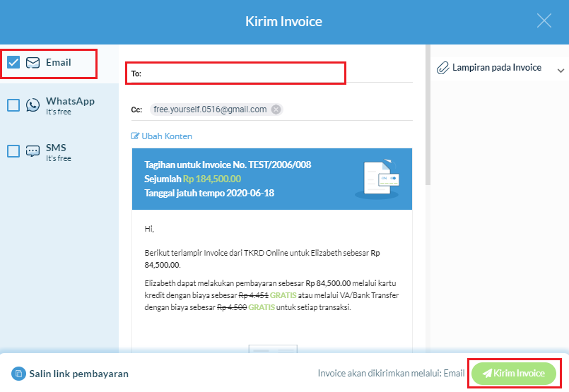 contoh invoice e-mail