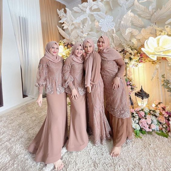 dress brokat kombinasi satin panjang