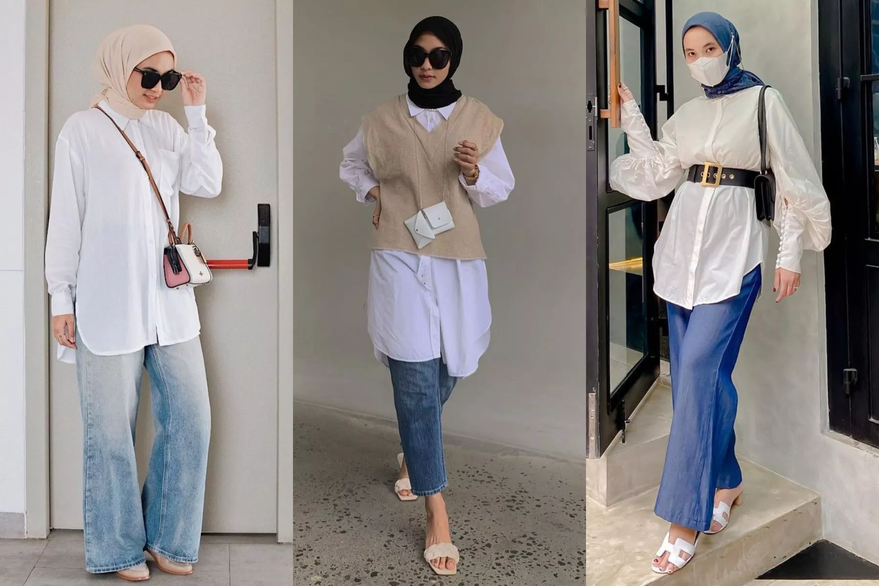 5 OOTD Style Baju Putih Celana Jeans Hijab, Kasual dan Kece!